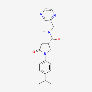 molecular formula C20H24N4O2 B5647878 1-(4-isopropylphenyl)-N-methyl-5-oxo-N-(2-pyrazinylmethyl)-3-pyrrolidinecarboxamide 