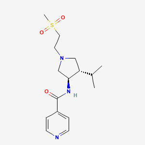 molecular formula C16H25N3O3S B5647906 N-{rel-(3R,4S)-4-isopropyl-1-[2-(methylsulfonyl)ethyl]-3-pyrrolidinyl}isonicotinamide hydrochloride 