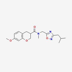 molecular formula C19H25N3O4 B5647920 N-[(3-isobutyl-1,2,4-oxadiazol-5-yl)methyl]-7-methoxy-N-methylchromane-3-carboxamide 