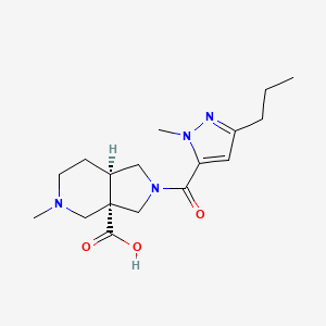 molecular formula C17H26N4O3 B5647934 (3aS*,7aR*)-5-methyl-2-[(1-methyl-3-propyl-1H-pyrazol-5-yl)carbonyl]octahydro-3aH-pyrrolo[3,4-c]pyridine-3a-carboxylic acid 