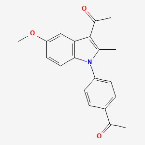 molecular formula C20H19NO3 B5647954 1-[4-(3-acetyl-5-methoxy-2-methyl-1H-indol-1-yl)phenyl]ethanone 