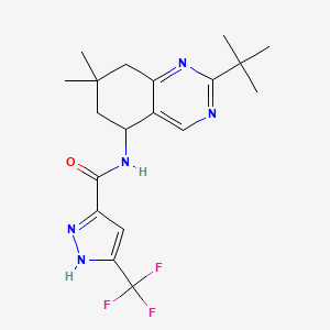 molecular formula C19H24F3N5O B5647983 N-(2-tert-butyl-7,7-dimethyl-5,6,7,8-tetrahydroquinazolin-5-yl)-3-(trifluoromethyl)-1H-pyrazole-5-carboxamide 