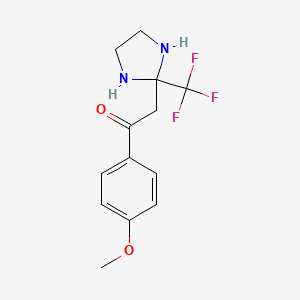 molecular formula C13H15F3N2O2 B5647987 1-(4-methoxyphenyl)-2-[2-(trifluoromethyl)-2-imidazolidinyl]ethanone 