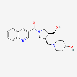 molecular formula C21H27N3O3 B5647988 1-{[(3R*,4R*)-4-(hydroxymethyl)-1-(quinolin-3-ylcarbonyl)pyrrolidin-3-yl]methyl}piperidin-4-ol 