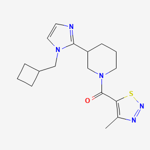 molecular formula C17H23N5OS B5648070 3-[1-(cyclobutylmethyl)-1H-imidazol-2-yl]-1-[(4-methyl-1,2,3-thiadiazol-5-yl)carbonyl]piperidine 