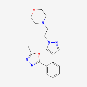 molecular formula C18H21N5O2 B5648148 4-(2-{4-[2-(5-methyl-1,3,4-oxadiazol-2-yl)phenyl]-1H-pyrazol-1-yl}ethyl)morpholine 