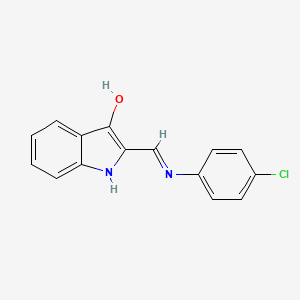 molecular formula C15H11ClN2O B5648156 2-{[(4-chlorophenyl)amino]methylene}-1,2-dihydro-3H-indol-3-one 