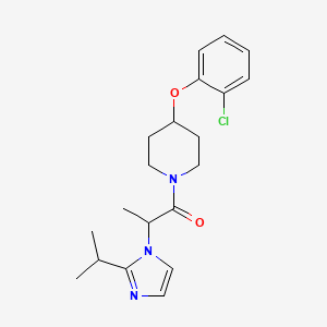 molecular formula C20H26ClN3O2 B5648177 4-(2-chlorophenoxy)-1-[2-(2-isopropyl-1H-imidazol-1-yl)propanoyl]piperidine 