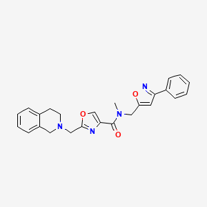 molecular formula C25H24N4O3 B5648187 2-(3,4-dihydro-2(1H)-isoquinolinylmethyl)-N-methyl-N-[(3-phenyl-5-isoxazolyl)methyl]-1,3-oxazole-4-carboxamide 