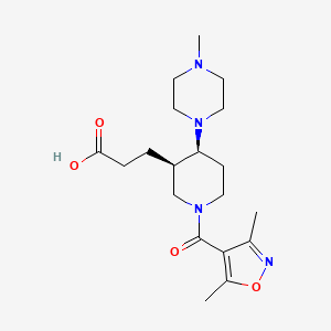 molecular formula C19H30N4O4 B5648192 3-[(3R*,4S*)-1-[(3,5-dimethylisoxazol-4-yl)carbonyl]-4-(4-methylpiperazin-1-yl)piperidin-3-yl]propanoic acid 