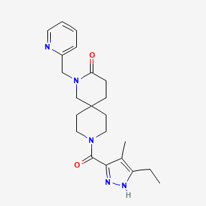 molecular formula C22H29N5O2 B5648209 9-[(3-ethyl-4-methyl-1H-pyrazol-5-yl)carbonyl]-2-(pyridin-2-ylmethyl)-2,9-diazaspiro[5.5]undecan-3-one 