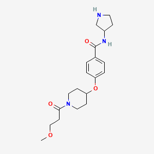 molecular formula C20H29N3O4 B5648216 4-{[1-(3-methoxypropanoyl)-4-piperidinyl]oxy}-N-3-pyrrolidinylbenzamide hydrochloride 