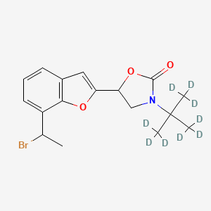 molecular formula C17H20BrNO3 B564822 3-(tert-Butyl-d9)-5-[7-(bromoethyl)-2-benzofuranyl]-2-oxazolidinone(Mixture of Diastereomers) CAS No. 1185084-36-9
