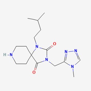 molecular formula C16H26N6O2 B5648221 1-(3-methylbutyl)-3-[(4-methyl-4H-1,2,4-triazol-3-yl)methyl]-1,3,8-triazaspiro[4.5]decane-2,4-dione hydrochloride 