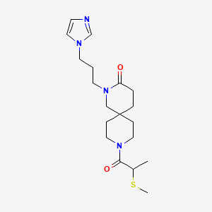molecular formula C19H30N4O2S B5648230 2-[3-(1H-imidazol-1-yl)propyl]-9-[2-(methylthio)propanoyl]-2,9-diazaspiro[5.5]undecan-3-one 