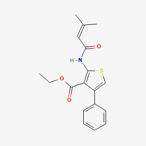 molecular formula C18H19NO3S B5648252 ethyl 2-[(3-methyl-2-butenoyl)amino]-4-phenyl-3-thiophenecarboxylate 