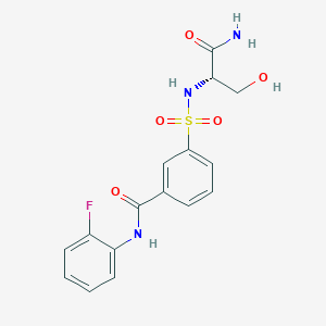 molecular formula C16H16FN3O5S B5648280 3-({[(1S)-2-amino-1-(hydroxymethyl)-2-oxoethyl]amino}sulfonyl)-N-(2-fluorophenyl)benzamide 