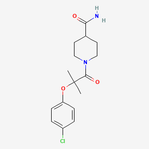 molecular formula C16H21ClN2O3 B5648299 1-[2-(4-chlorophenoxy)-2-methylpropanoyl]-4-piperidinecarboxamide 