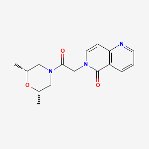 molecular formula C16H19N3O3 B5648342 6-{2-[(2R*,6S*)-2,6-dimethylmorpholin-4-yl]-2-oxoethyl}-1,6-naphthyridin-5(6H)-one 