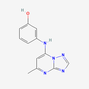 molecular formula C12H11N5O B5648373 3-[(5-methyl[1,2,4]triazolo[1,5-a]pyrimidin-7-yl)amino]phenol 