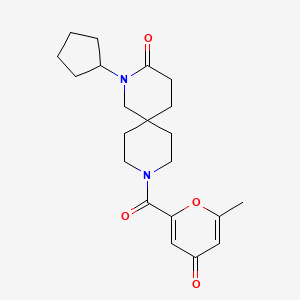 molecular formula C21H28N2O4 B5648379 2-cyclopentyl-9-[(6-methyl-4-oxo-4H-pyran-2-yl)carbonyl]-2,9-diazaspiro[5.5]undecan-3-one 