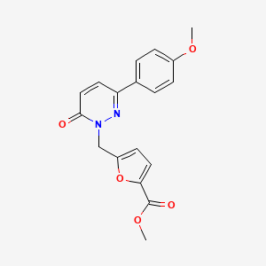 molecular formula C18H16N2O5 B5648391 methyl 5-{[3-(4-methoxyphenyl)-6-oxo-1(6H)-pyridazinyl]methyl}-2-furoate 