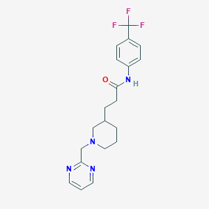 molecular formula C20H23F3N4O B5648461 3-[1-(pyrimidin-2-ylmethyl)piperidin-3-yl]-N-[4-(trifluoromethyl)phenyl]propanamide 