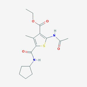 molecular formula C16H22N2O4S B5648487 ethyl 2-(acetylamino)-5-[(cyclopentylamino)carbonyl]-4-methyl-3-thiophenecarboxylate 