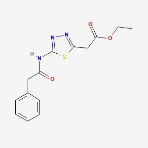molecular formula C14H15N3O3S B5648495 ethyl {5-[(phenylacetyl)amino]-1,3,4-thiadiazol-2-yl}acetate 