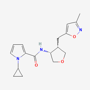 molecular formula C17H21N3O3 B5648531 1-cyclopropyl-N-{(3R*,4S*)-4-[(3-methylisoxazol-5-yl)methyl]tetrahydrofuran-3-yl}-1H-pyrrole-2-carboxamide 