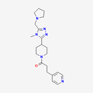 molecular formula C21H30N6O B5648539 4-(3-{4-[4-methyl-5-(pyrrolidin-1-ylmethyl)-4H-1,2,4-triazol-3-yl]piperidin-1-yl}-3-oxopropyl)pyridine 