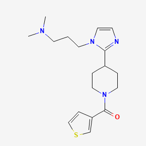 molecular formula C18H26N4OS B5648548 N,N-dimethyl-3-{2-[1-(3-thienylcarbonyl)piperidin-4-yl]-1H-imidazol-1-yl}propan-1-amine 