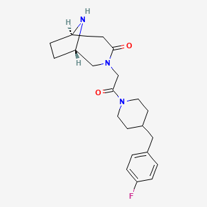 molecular formula C21H28FN3O2 B5648551 rel-(1S,6R)-3-{2-[4-(4-fluorobenzyl)-1-piperidinyl]-2-oxoethyl}-3,9-diazabicyclo[4.2.1]nonan-4-one hydrochloride 