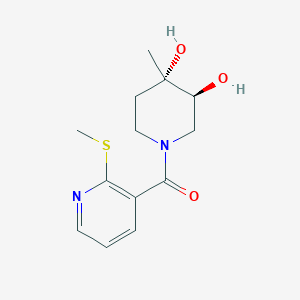 molecular formula C13H18N2O3S B5648566 (3S*,4S*)-4-methyl-1-{[2-(methylthio)pyridin-3-yl]carbonyl}piperidine-3,4-diol 