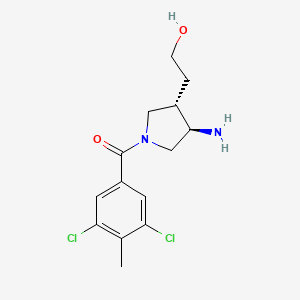 molecular formula C14H18Cl2N2O2 B5648623 2-[rel-(3S,4R)-4-amino-1-(3,5-dichloro-4-methylbenzoyl)-3-pyrrolidinyl]ethanol hydrochloride 