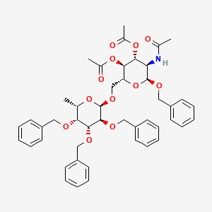 molecular formula C46H53NO12 B564864 Benzyl 2-Acetamido-3,4-di-O-acetyl-2-deoxy-6-O-(tri-O-benzyl-L-fucopyranosyl)-alpha-D-glucopyranoside ( CAS No. 33639-78-0