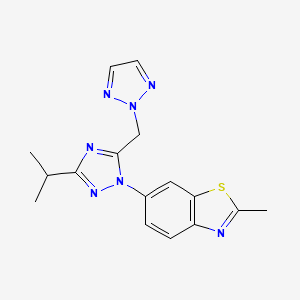 molecular formula C16H17N7S B5648652 6-[3-isopropyl-5-(2H-1,2,3-triazol-2-ylmethyl)-1H-1,2,4-triazol-1-yl]-2-methyl-1,3-benzothiazole 