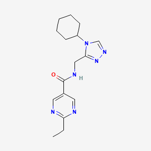 molecular formula C16H22N6O B5648670 N-[(4-cyclohexyl-4H-1,2,4-triazol-3-yl)methyl]-2-ethyl-5-pyrimidinecarboxamide 