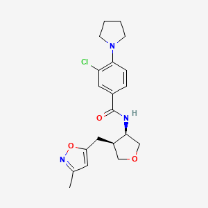 molecular formula C20H24ClN3O3 B5648672 3-chloro-N-{(3R*,4S*)-4-[(3-methylisoxazol-5-yl)methyl]tetrahydrofuran-3-yl}-4-pyrrolidin-1-ylbenzamide 