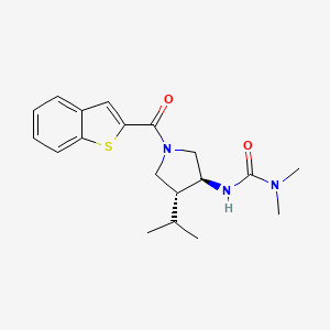 molecular formula C19H25N3O2S B5648686 N'-[(3S*,4R*)-1-(1-benzothien-2-ylcarbonyl)-4-isopropyl-3-pyrrolidinyl]-N,N-dimethylurea 