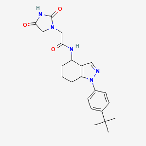 molecular formula C22H27N5O3 B5648720 N-[1-(4-tert-butylphenyl)-4,5,6,7-tetrahydro-1H-indazol-4-yl]-2-(2,4-dioxoimidazolidin-1-yl)acetamide 
