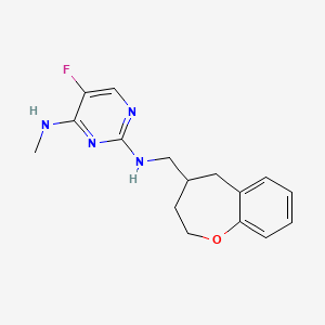 molecular formula C16H19FN4O B5648741 5-fluoro-N~4~-methyl-N~2~-(2,3,4,5-tetrahydro-1-benzoxepin-4-ylmethyl)pyrimidine-2,4-diamine 
