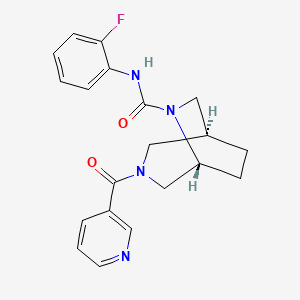 molecular formula C20H21FN4O2 B5648748 (1S*,5R*)-N-(2-fluorophenyl)-3-(3-pyridinylcarbonyl)-3,6-diazabicyclo[3.2.2]nonane-6-carboxamide 