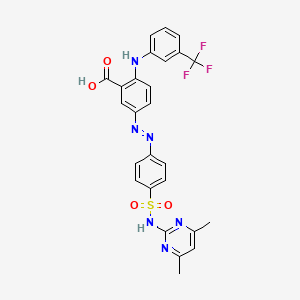 5-[(Z)-{4-[(4,6-Dimethyl-2-pyrimidinyl)sulfamoyl]phenyl}diazenyl]-2-{[3-(trifluoromethyl)phenyl]amino}benzoic acid