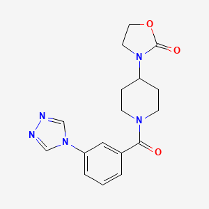 molecular formula C17H19N5O3 B5648793 3-{1-[3-(4H-1,2,4-triazol-4-yl)benzoyl]-4-piperidinyl}-1,3-oxazolidin-2-one 