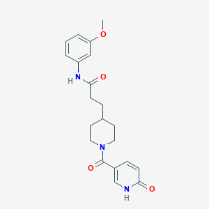 molecular formula C21H25N3O4 B5648819 N-(3-methoxyphenyl)-3-{1-[(6-oxo-1,6-dihydropyridin-3-yl)carbonyl]piperidin-4-yl}propanamide 