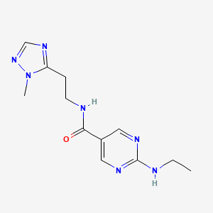 molecular formula C12H17N7O B5648841 2-(ethylamino)-N-[2-(1-methyl-1H-1,2,4-triazol-5-yl)ethyl]-5-pyrimidinecarboxamide 