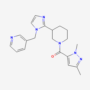 molecular formula C20H24N6O B5648863 3-[(2-{1-[(1,3-dimethyl-1H-pyrazol-5-yl)carbonyl]-3-piperidinyl}-1H-imidazol-1-yl)methyl]pyridine 