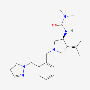 molecular formula C21H31N5O B5648894 N'-{(3S*,4R*)-4-isopropyl-1-[2-(1H-pyrazol-1-ylmethyl)benzyl]pyrrolidin-3-yl}-N,N-dimethylurea 