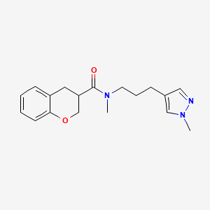 molecular formula C18H23N3O2 B5648897 N-methyl-N-[3-(1-methyl-1H-pyrazol-4-yl)propyl]chromane-3-carboxamide 